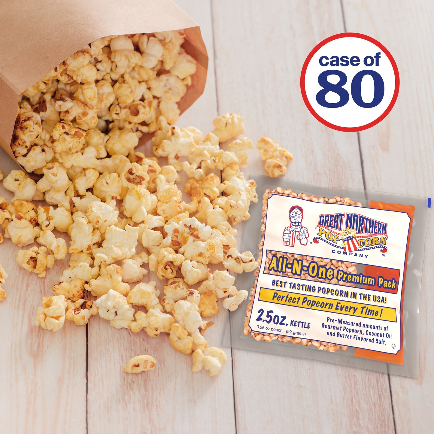 2.5 Ounce Popcorn, Salt and Oil All-in-One Packets - Case of 80