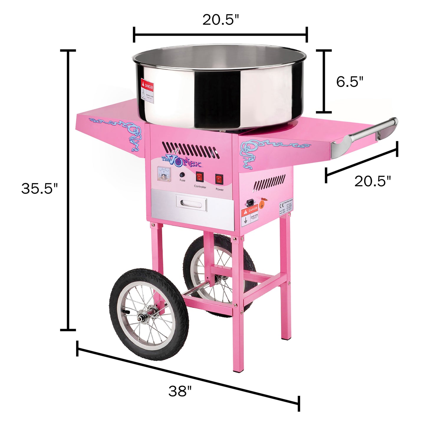 Vortex Cotton Candy Machine with Cart, Pink