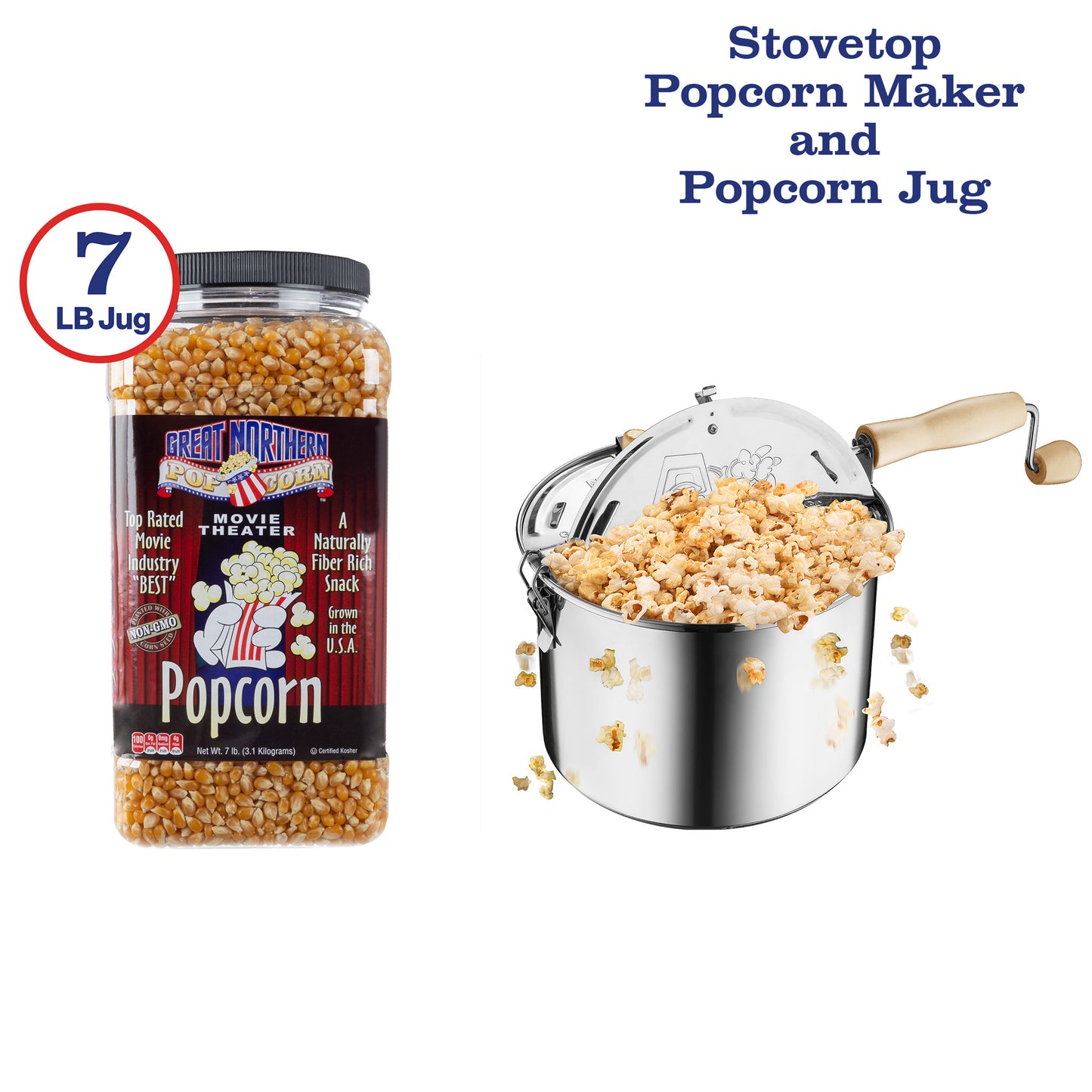 6.5 Quart Stovetop Popcorn Maker with 7 Pounds of Popcorn Kernels