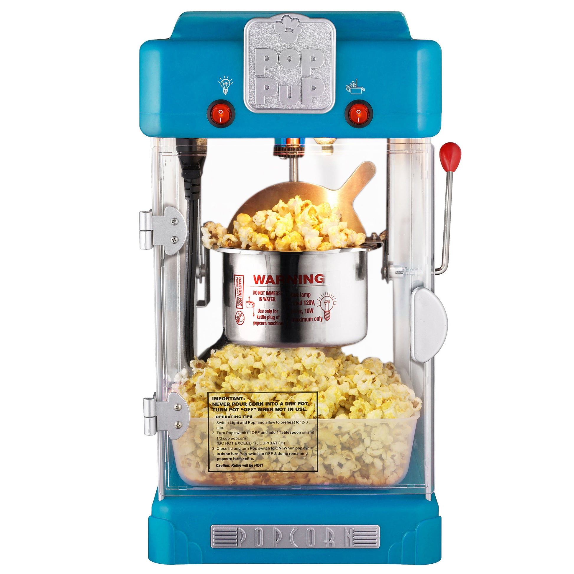 Pop Pup Countertop Popcorn Machine 2.5oz Kettle with Measuring Scoop, and 25 Serving by Great Northern (Blue)