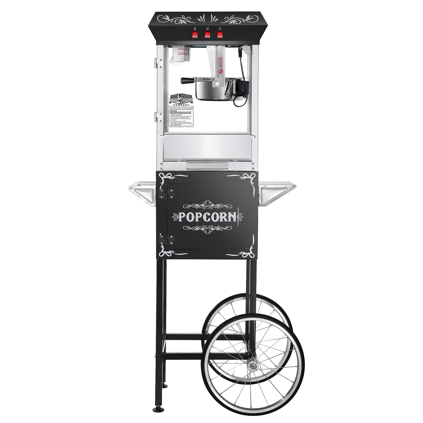 Great Northern Popcorn 8oz Popper with Cart, Black