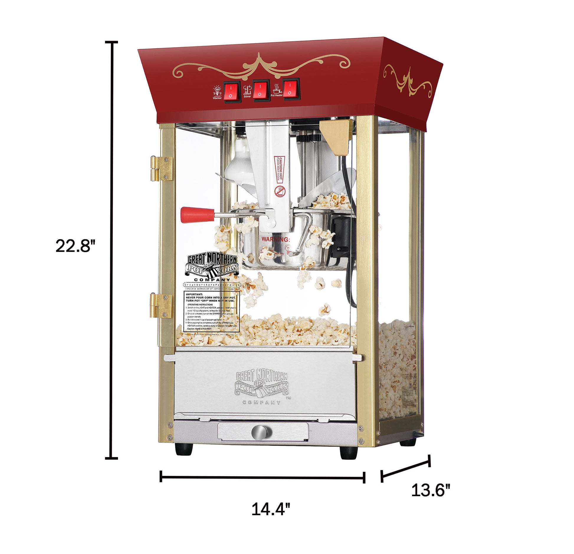 Great Northern Red 6091 Matinee Movie 8-Ounce Antique Popcorn Machine
