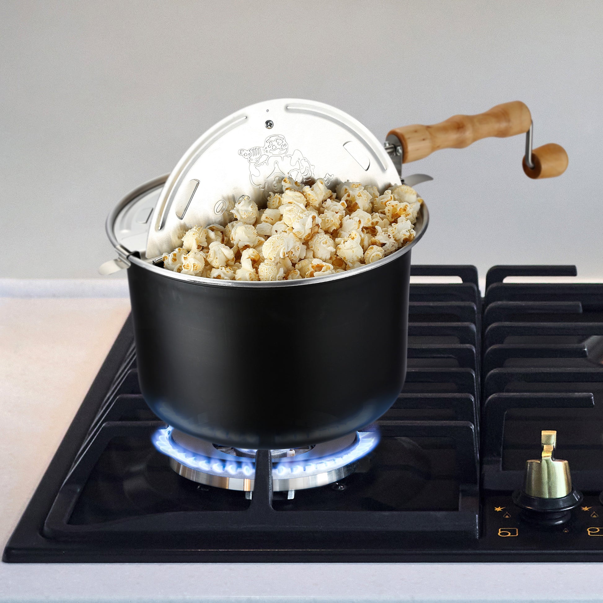 Stove Top Popcorn Maker 6.5-Quart Stainless-Steel Popper with Hand Crank Set Includes 7lbs of Popping Corn Kernels by Great Northern Popcorn