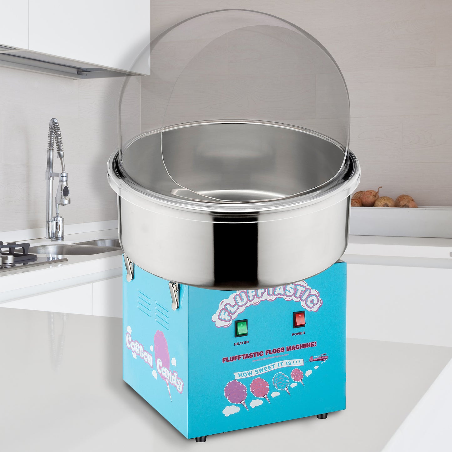 Flufftastic Cotton Candy Machine with Bubble Shield - Blue