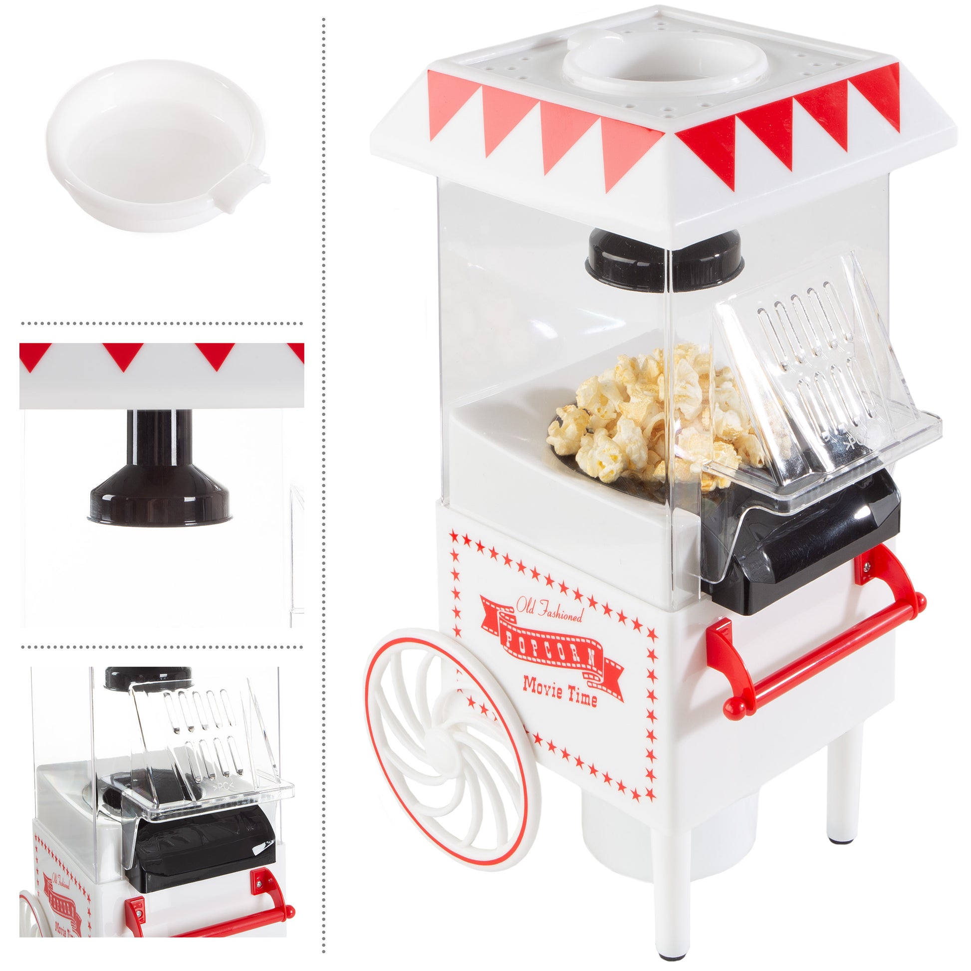 Great Northern Popcorn 6-Cup Capacity Vintage-Style Air Popper Countertop Popcorn Machine - White