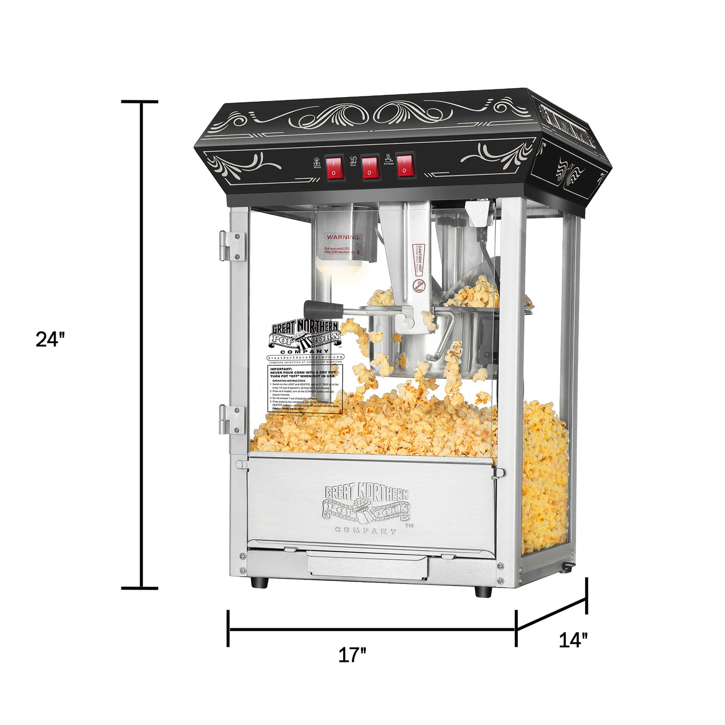 Great Northern Popcorn Black Good Time Popcorn Popper Machine, 8 Ounce