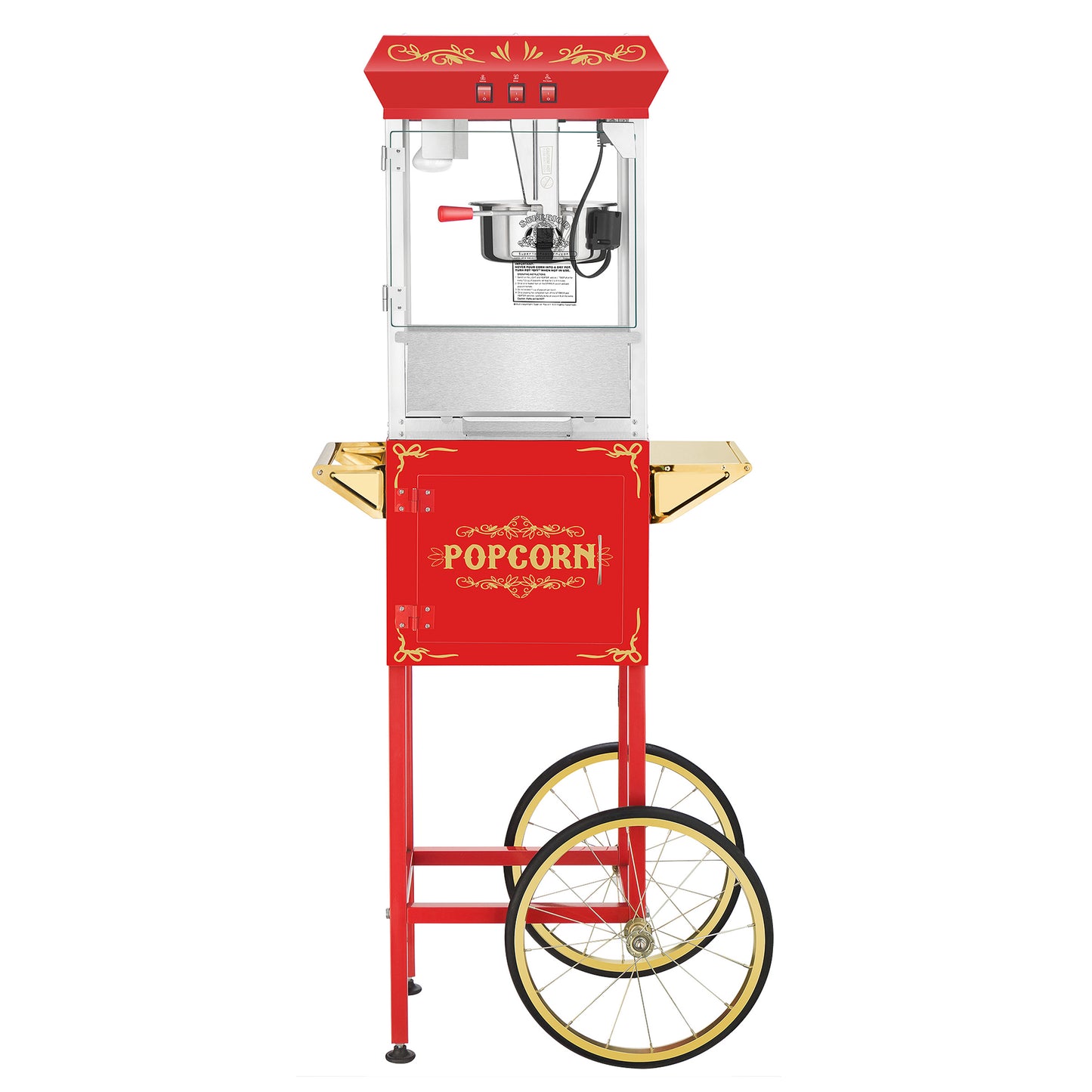 Movie Night Popcorn Machine with Cart and 8 Ounce Kettle - Red