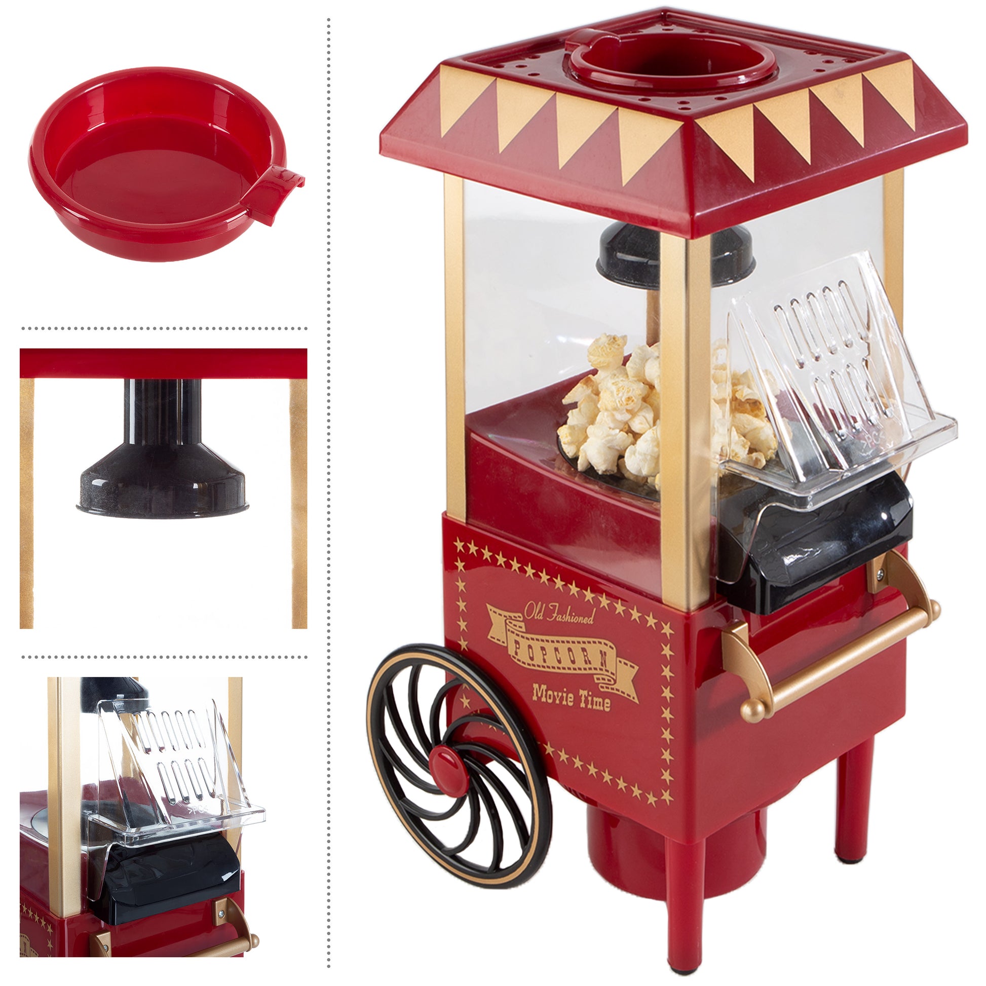 Great Northern Popcorn 6-Cup Capacity Vintage-Style Air Popper Countertop Popcorn Machine - Red