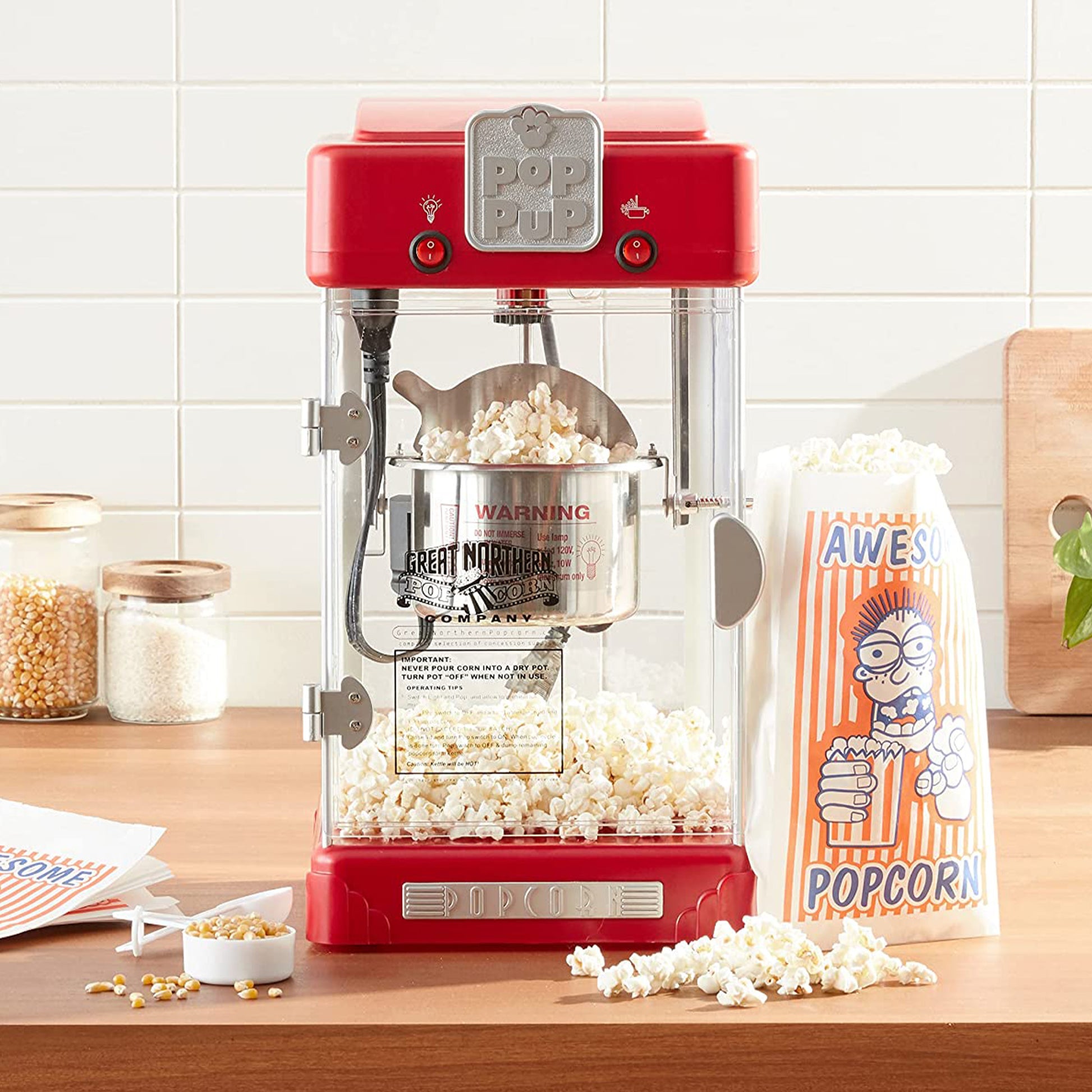 Great Northern Popcorn 5995 - Máquina de palomitas de maíz Perfect Popper  de 10 onzas con carro, color rojo