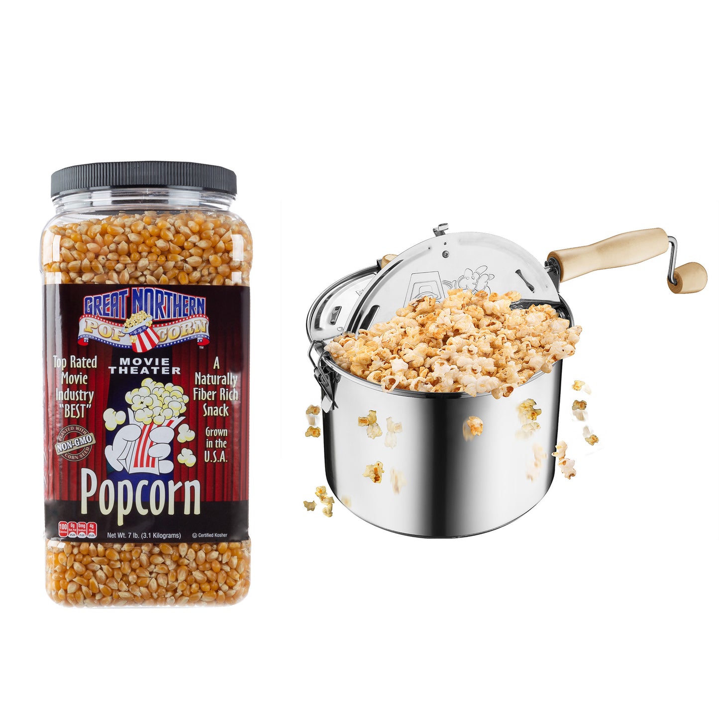 6.5 Quart Stovetop Popcorn Maker with 7 Pounds of Popcorn Kernels