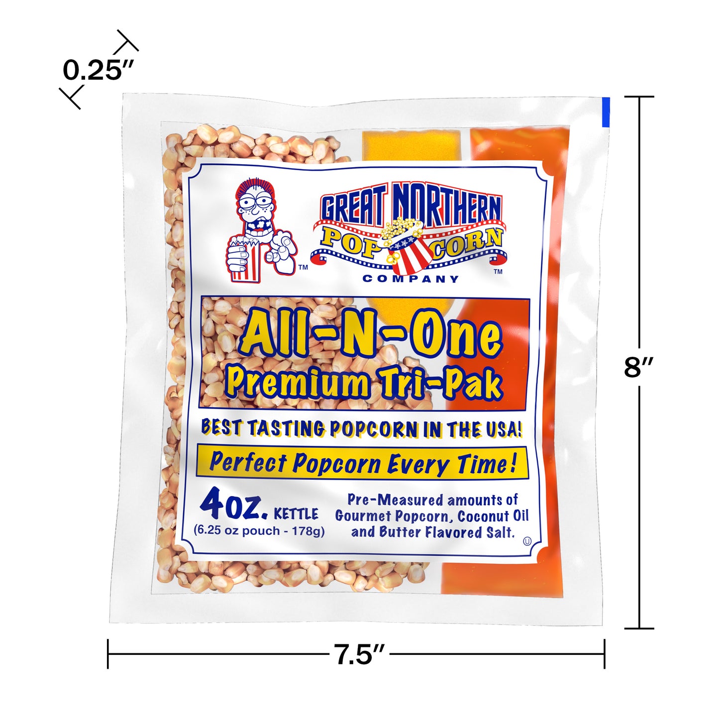 4 Ounce Popcorn, Salt and Oil All-in-One Packets - Case of 12