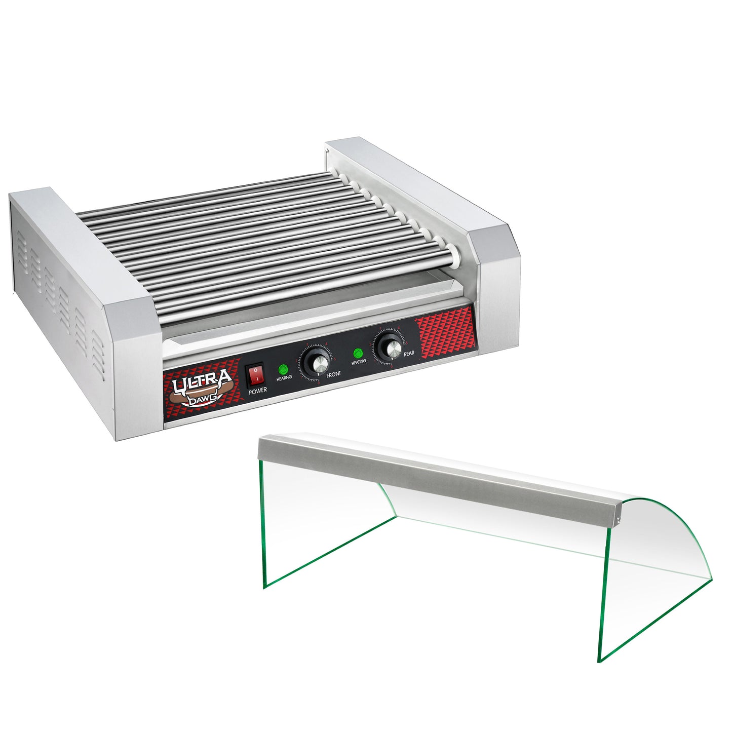 30 Hot Dog 11 Roller Hot Dog Machine with Tempered Glass Cover