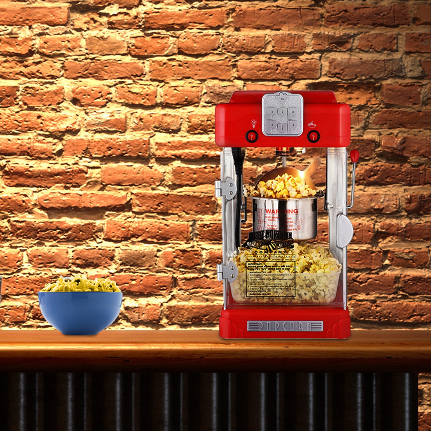 Pop Pup Popcorn Machine with 2.5-Ounce Kettle and 12 All-in-One Popcorn Packs - Red