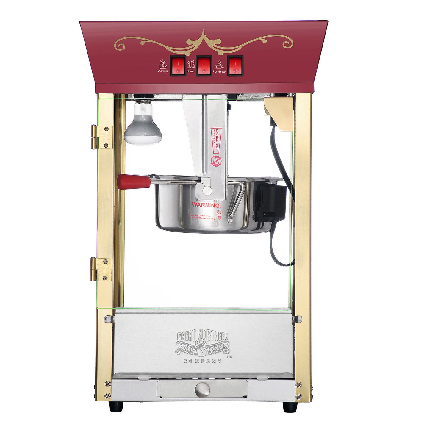 Matinee Popcorn Machine with Cart, 8 Ounce Kettle and 5 All-In-One Popcorn Packs - Red