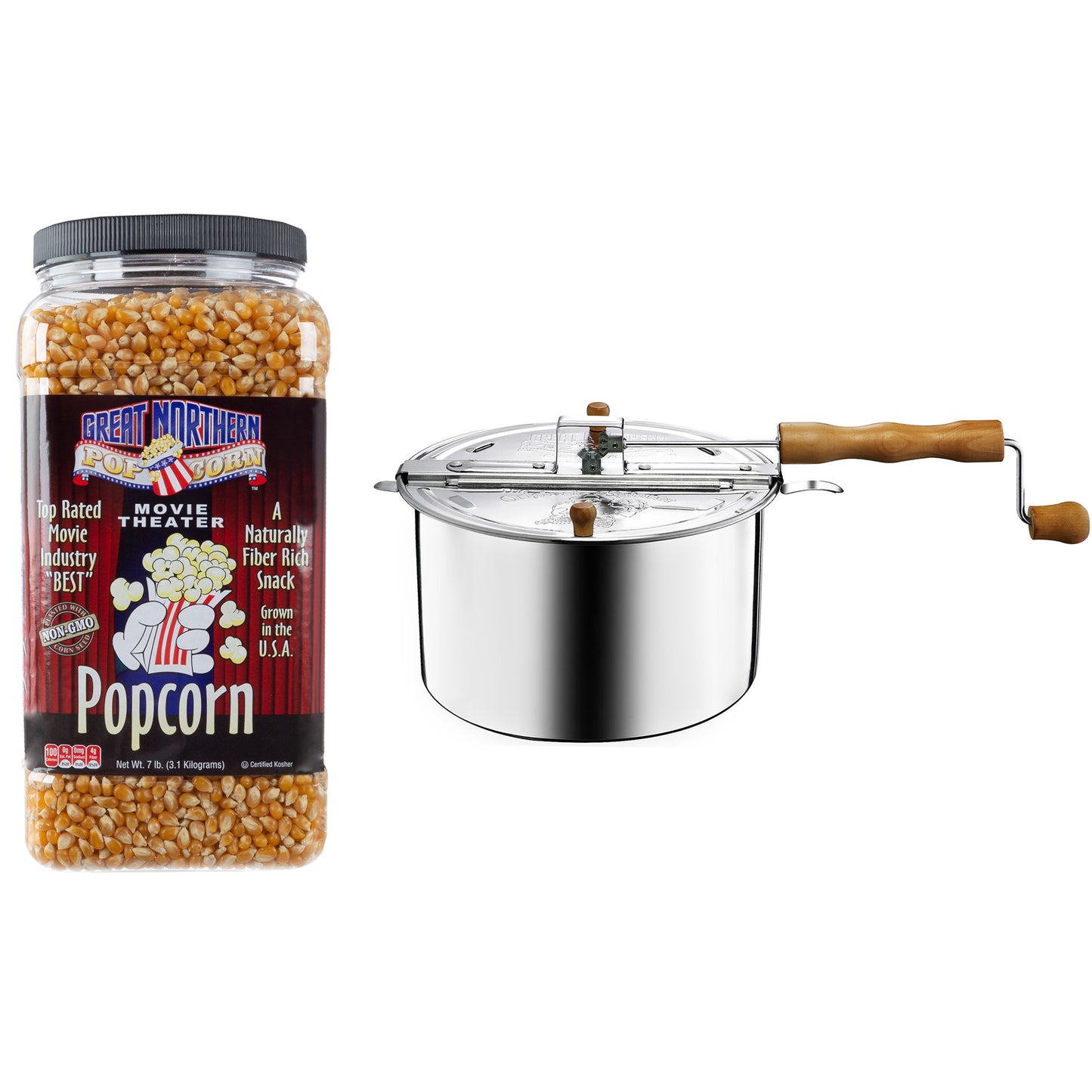 6.5 Quart Stainless Steel Stovetop Popcorn Maker with 7 Pounds of Popcorn Kernels